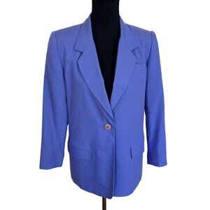 Vtg Womens Lavender Blazer Oversized Purple 8P Polyester 1990s Medium Pockets